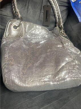 Silver Sequined Shoulder Bag